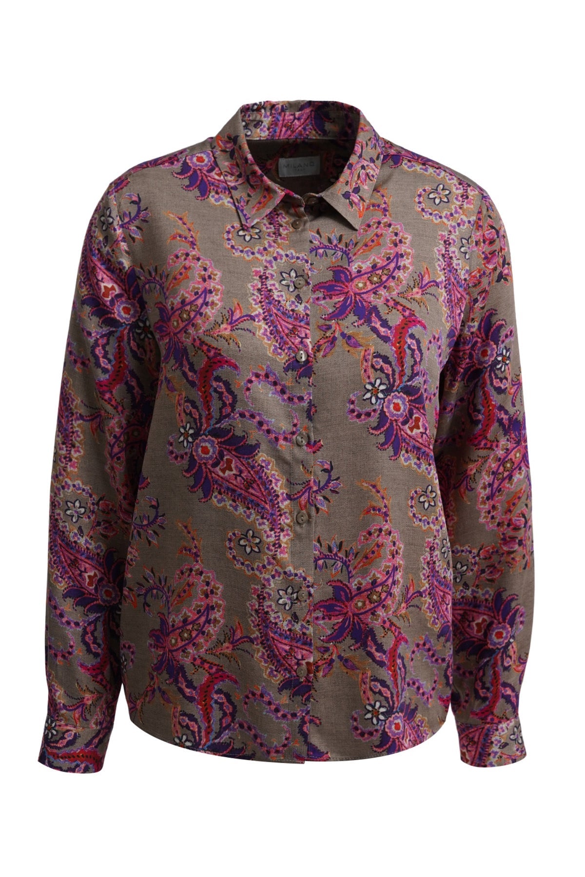 Milano Italy Fuchsia Printed Shirt Blouse 6365623655