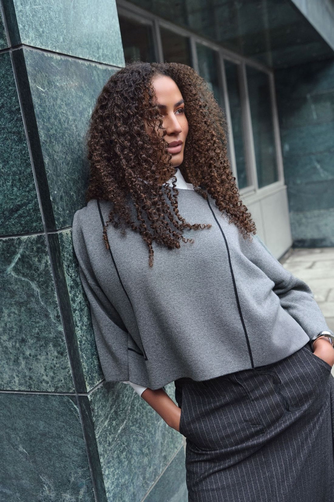 Noen 84044 Grey Batwing Knited Jumper