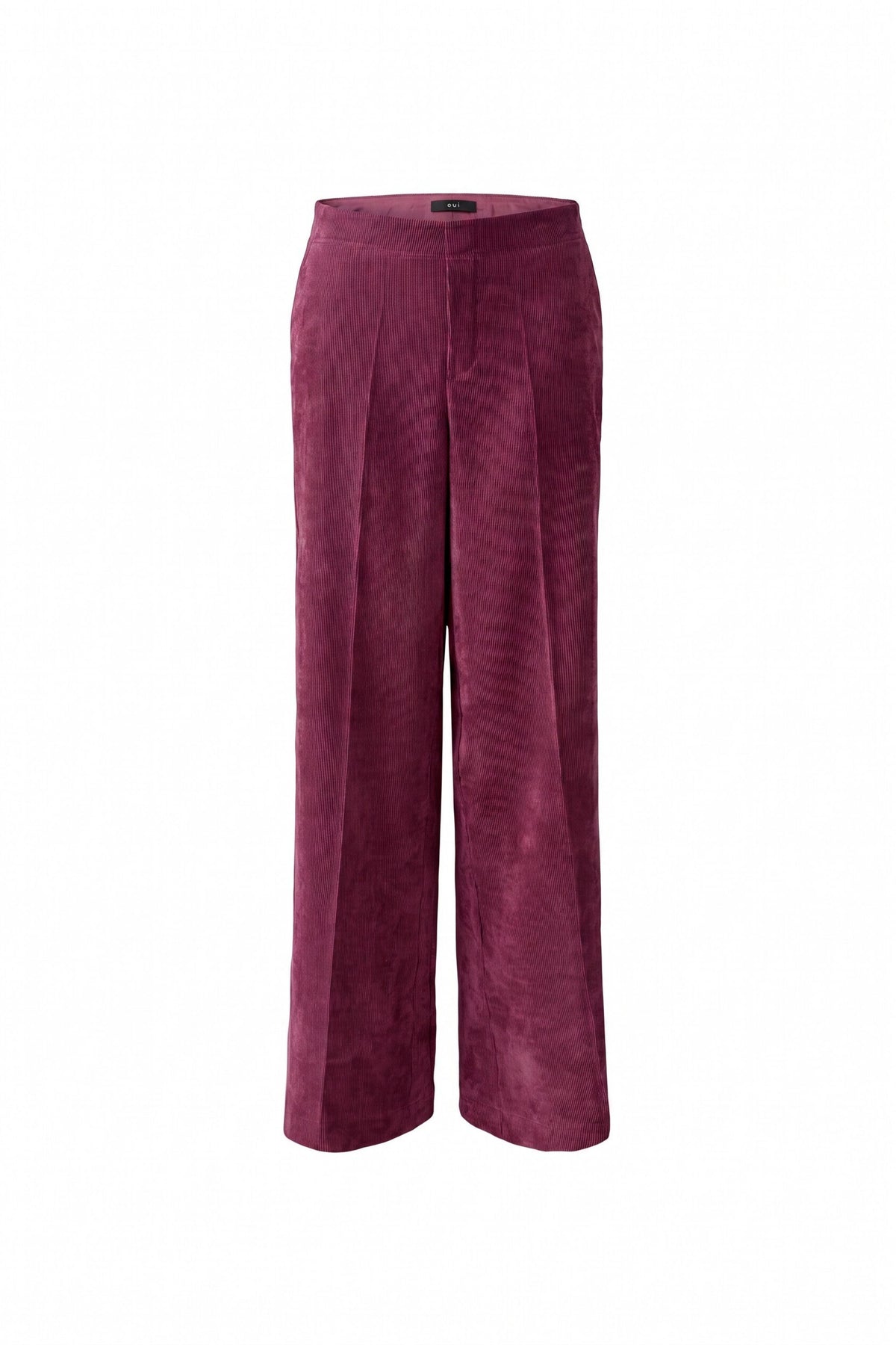 Oui 85738 Relaxed Fit Wide Leg Cordroy Trousers In Burgundy