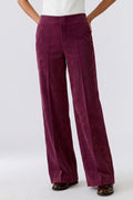 Oui 85738 Relaxed Fit Wide Leg Cordroy Trousers In Burgundy
