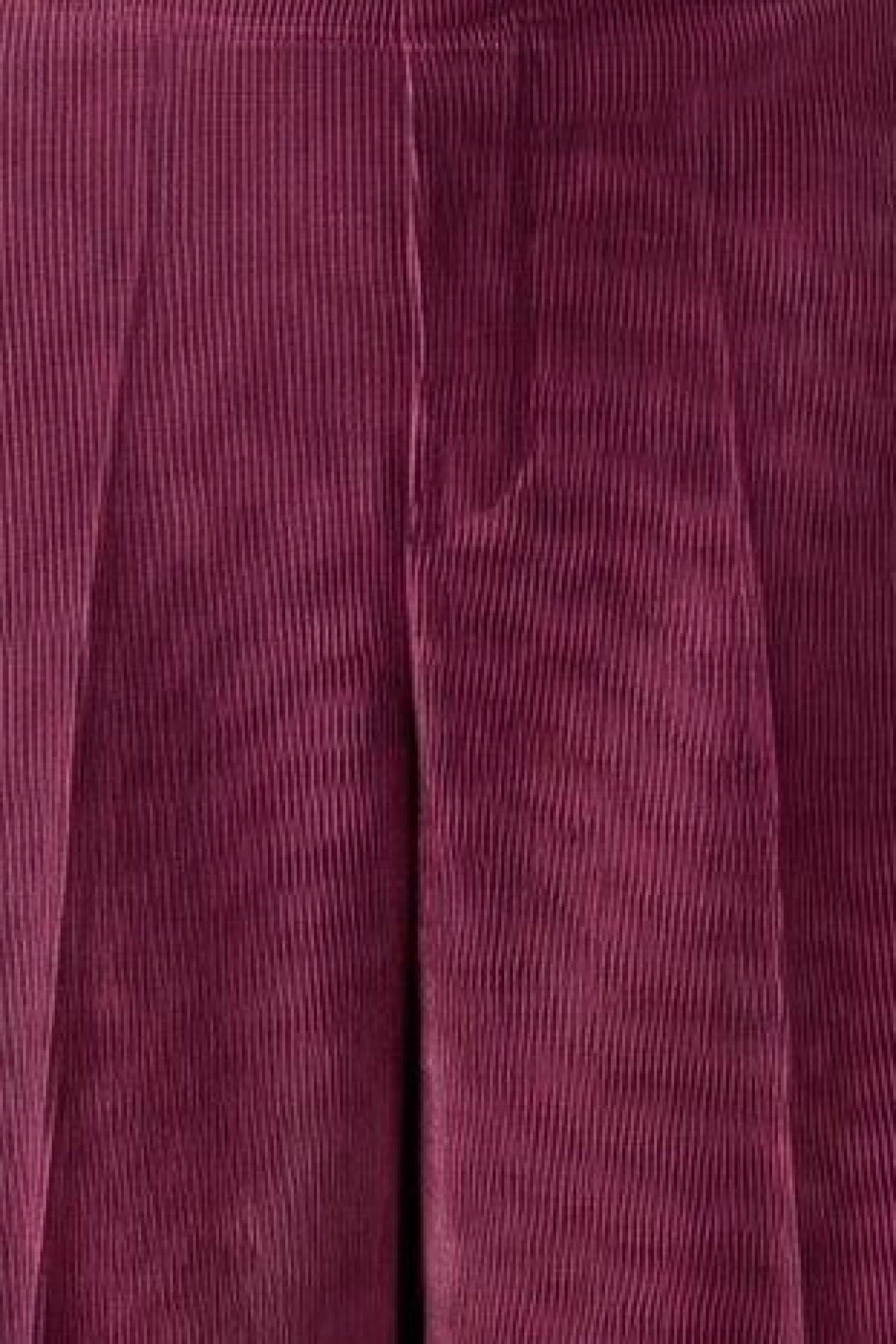 Oui 85738 Relaxed Fit Wide Leg Cordroy Trousers In Burgundy