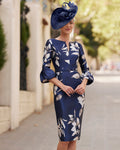 Couture Club - Navy Brocade Dress