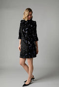 Fee G Black Velvet Dress with Beads and Sequins
