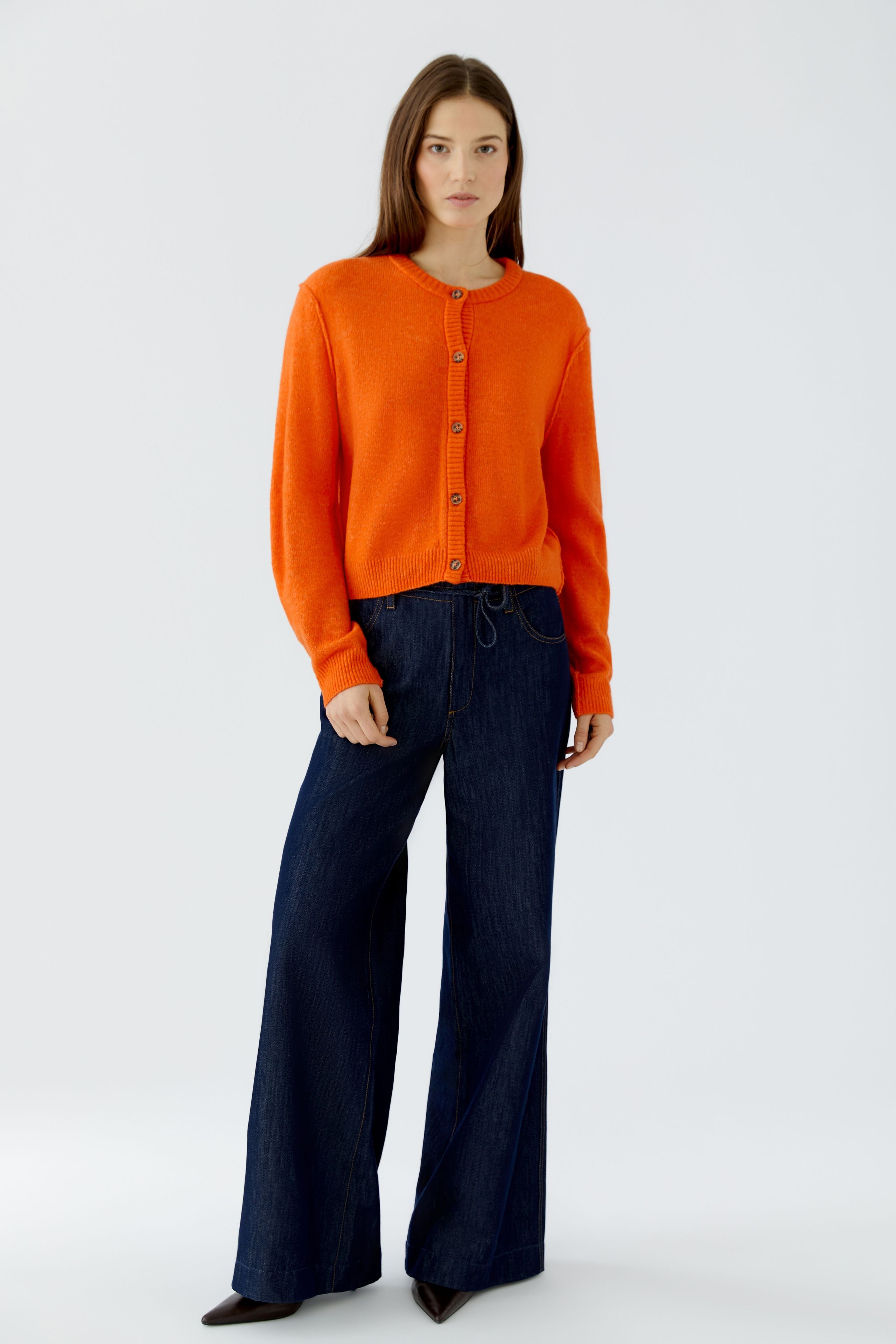 Oui 94462 Long Sleeve Orange Cardigan