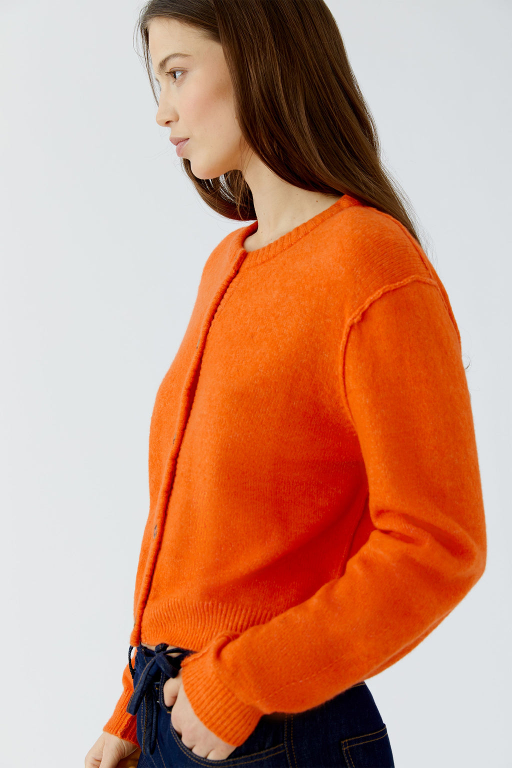 Oui 94462 Long Sleeve Orange Cardigan