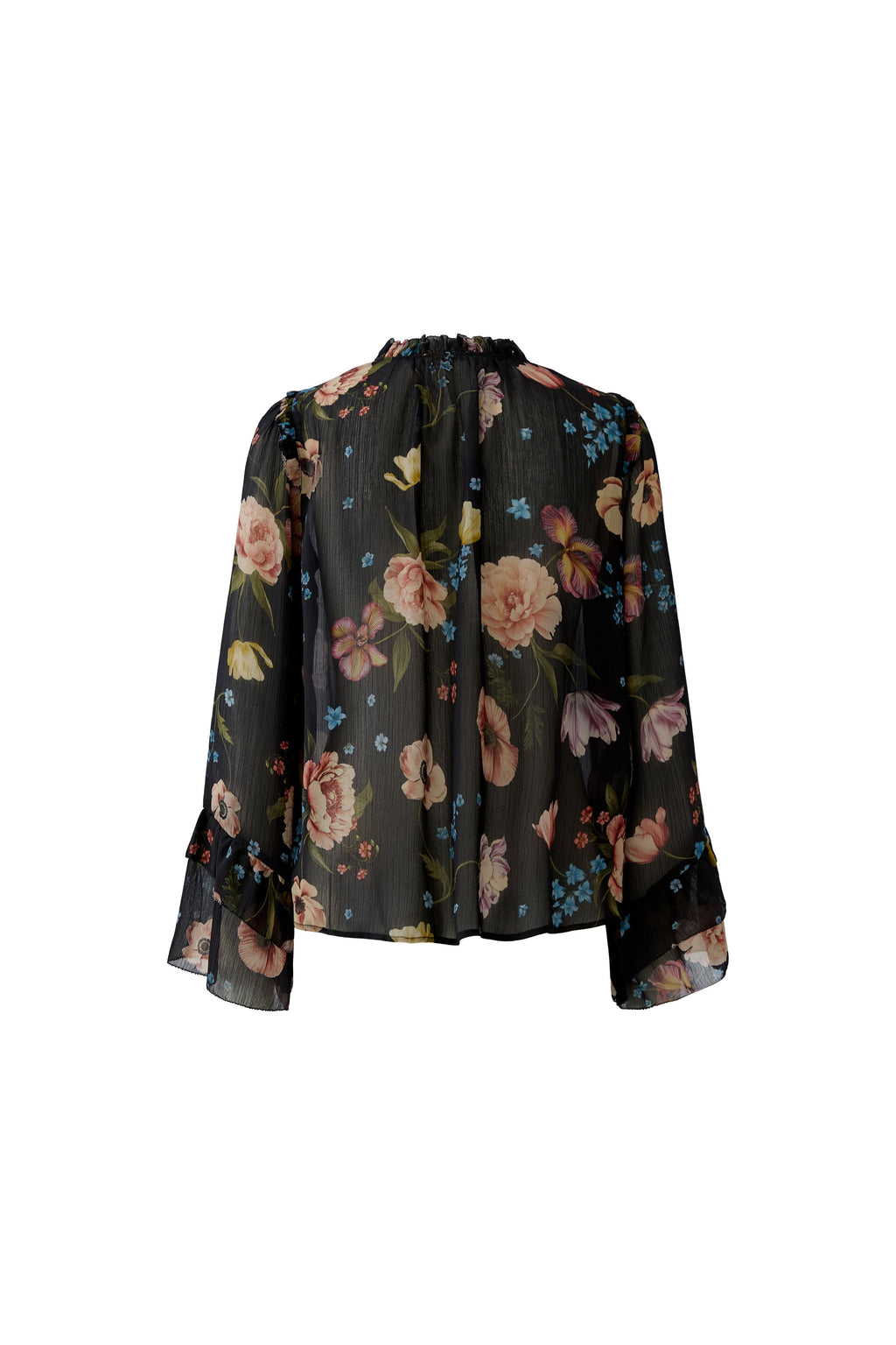 Oui 96718 Black And Red Printed Floral Chiffon Blouse