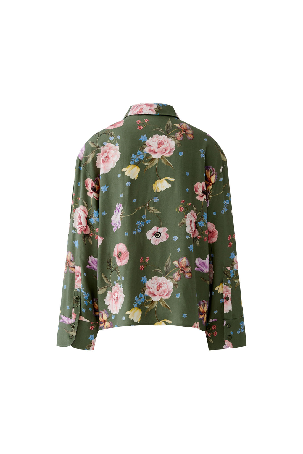 Oui 96722 Khaki And Ref Floral Printed Shirt