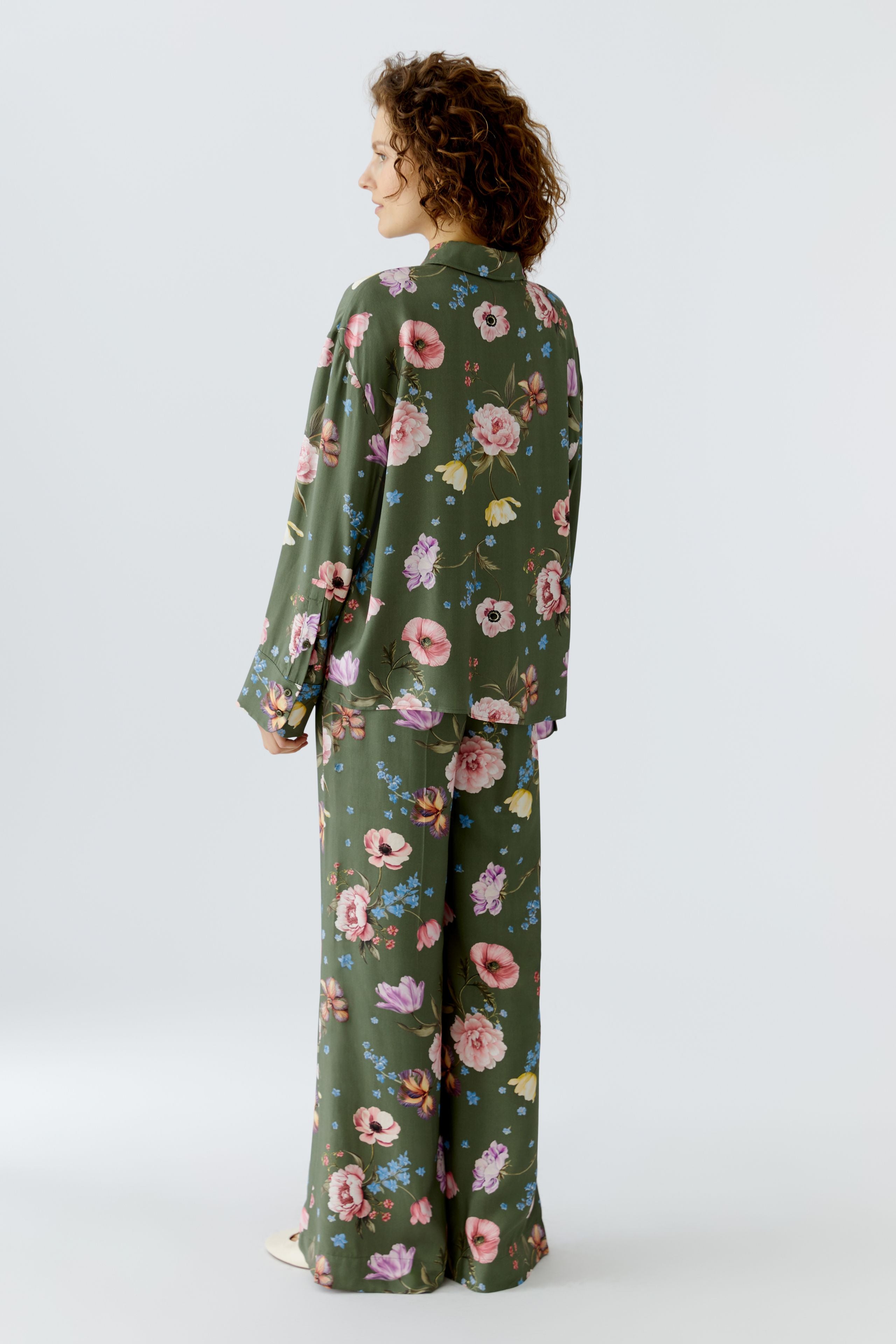 Oui 96722 Khaki And Ref Floral Printed Shirt