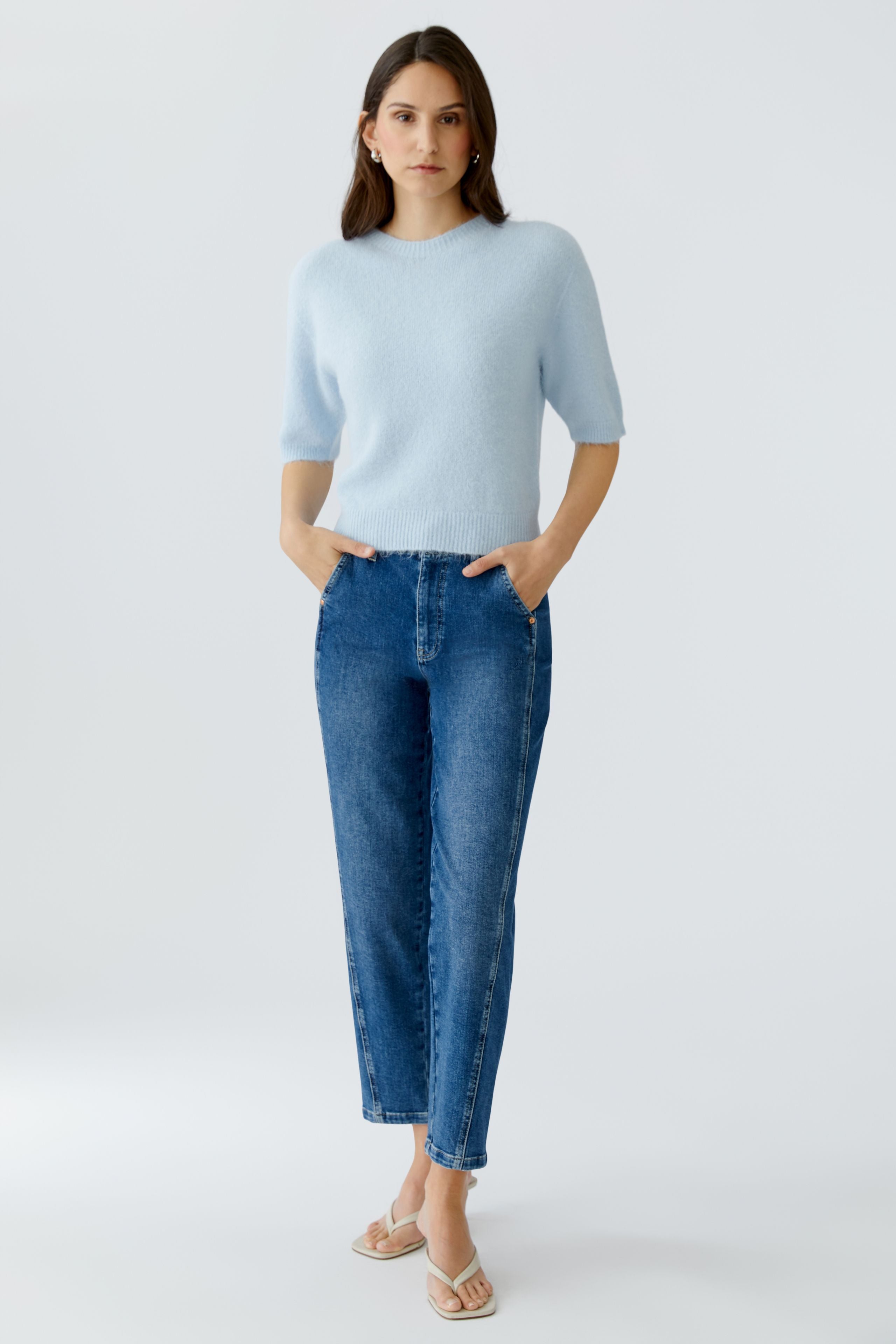 Oui 97620 Fitted Fluffy Elbow Sleeve Jumper
