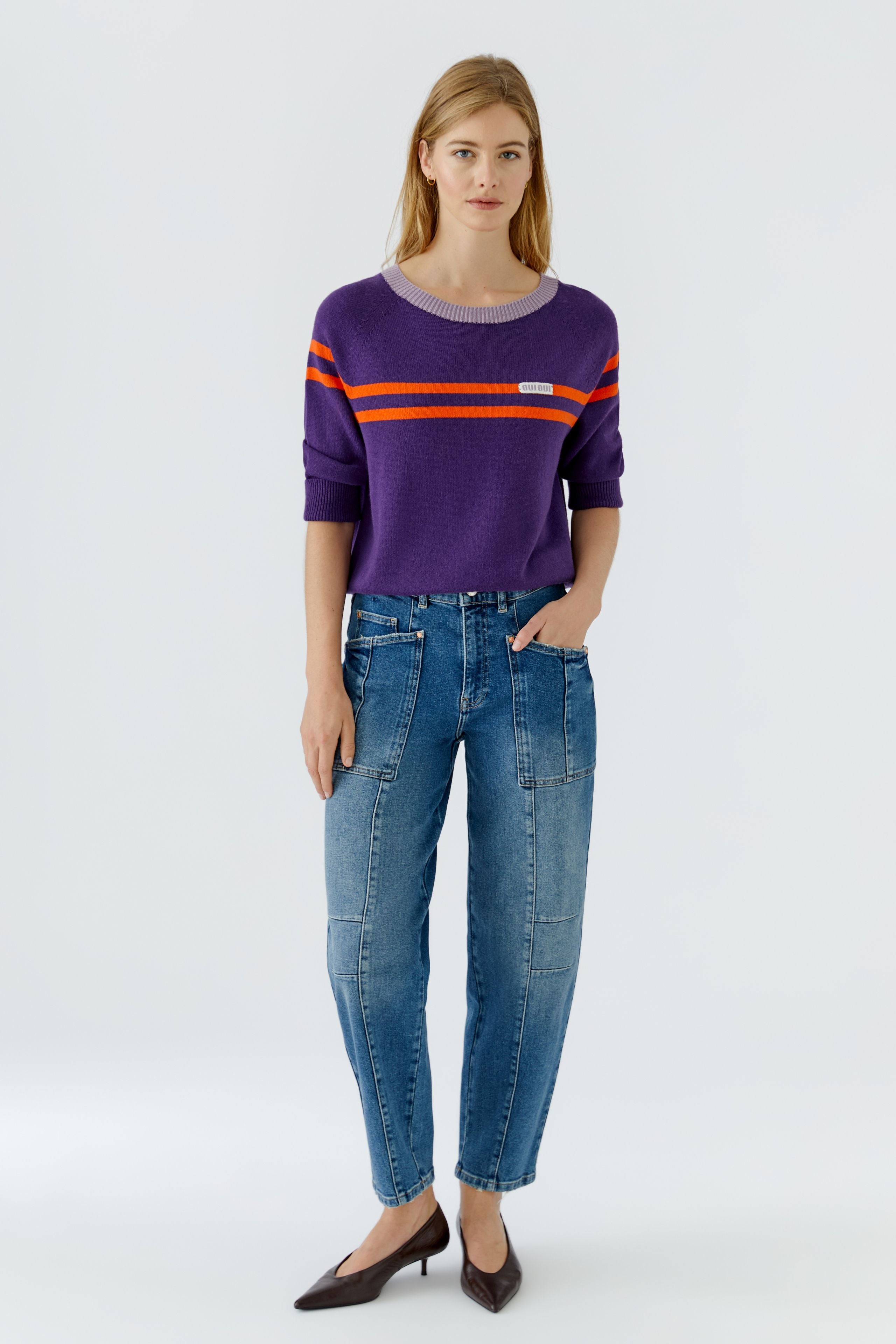Oui 97974 Violett And Orange Knitted Jumper