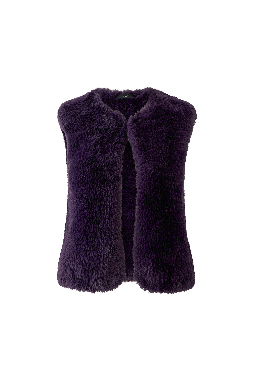 Oui 98077 Purple Collarless Cozy Fur Gillet