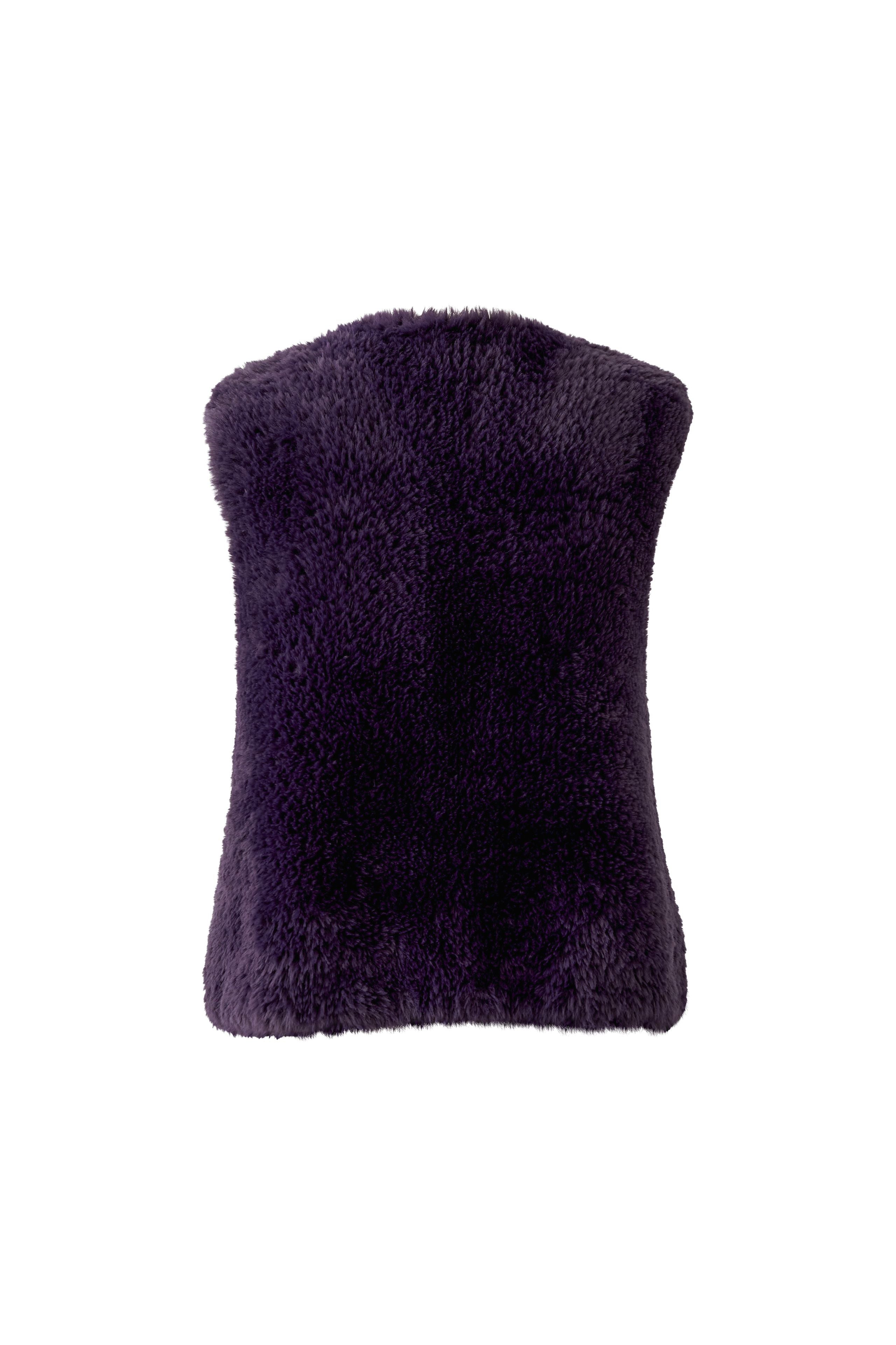 Oui 98077 Purple Collarless Cozy Fur Gillet