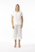 Orientique 62772 Essentials Short Sleeve V Neck Top With Buttons