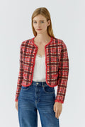 Oui 99765 Dark Red Boucle Knitted Cardigan