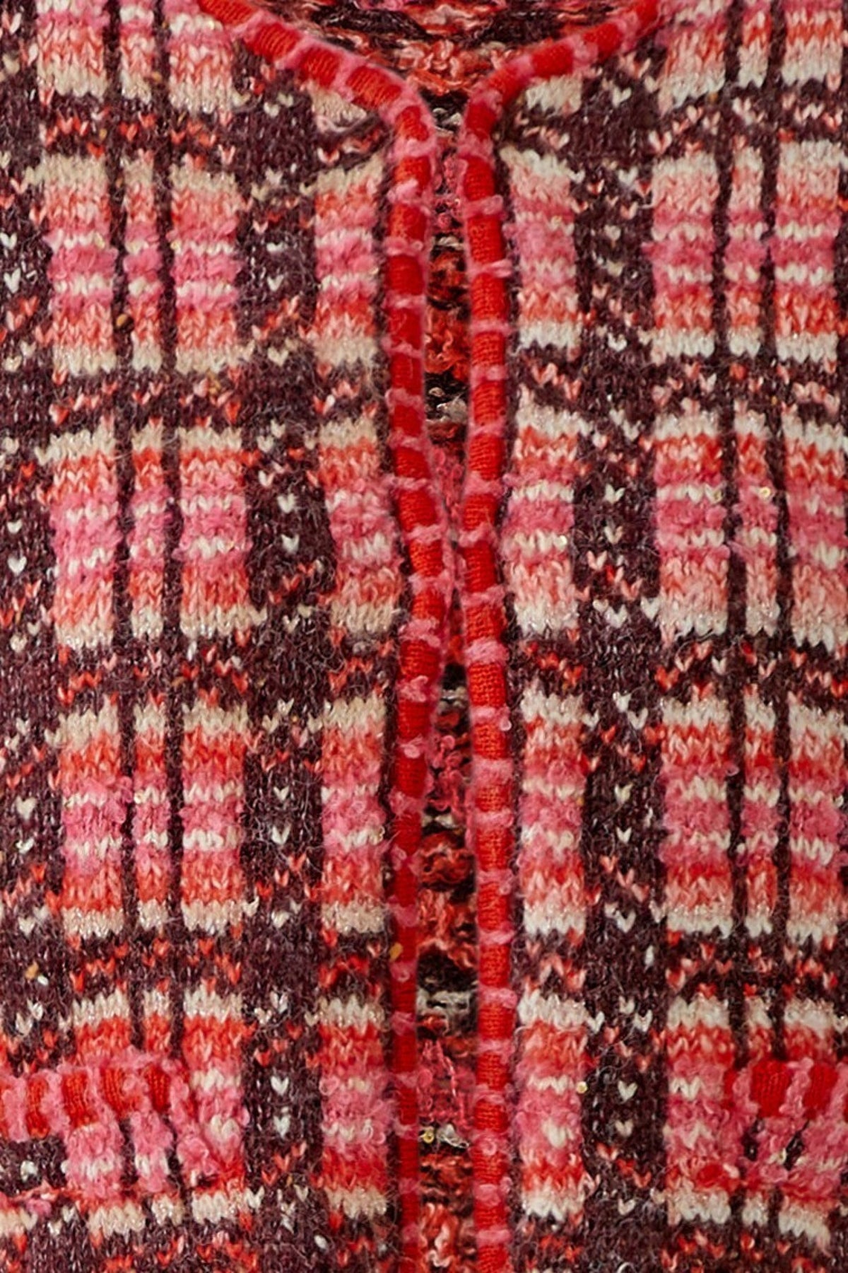 Oui 99765 Dark Red Boucle Knitted Cardigan