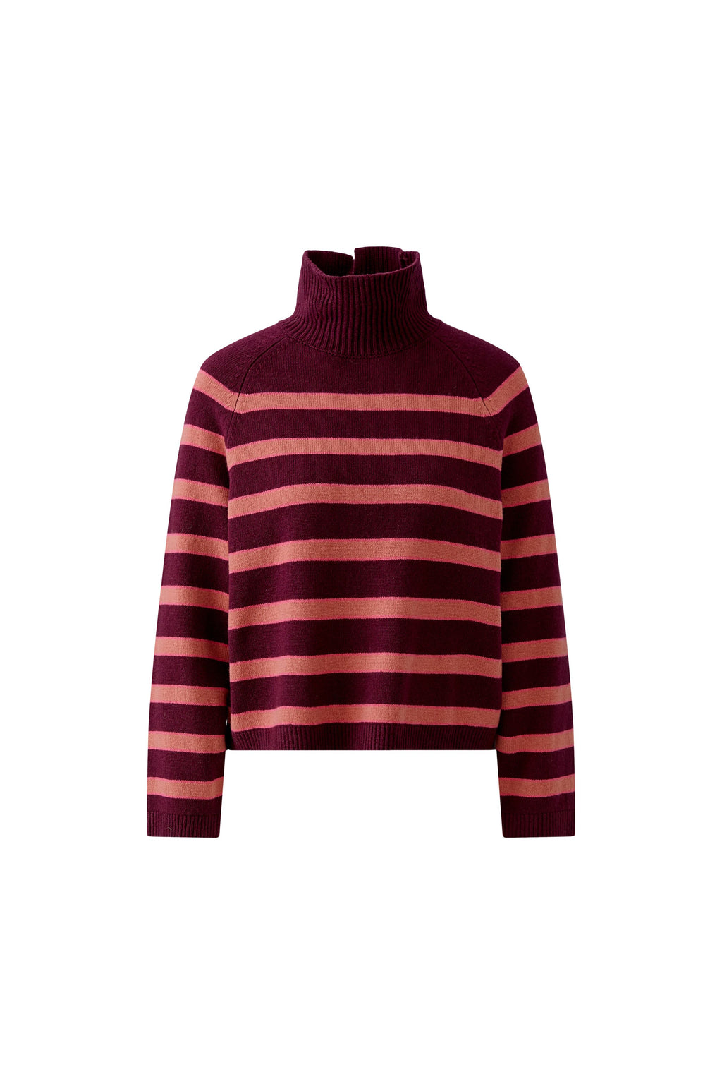 Oui 99825 Turtleneck Ribbed Dark Red Jumper