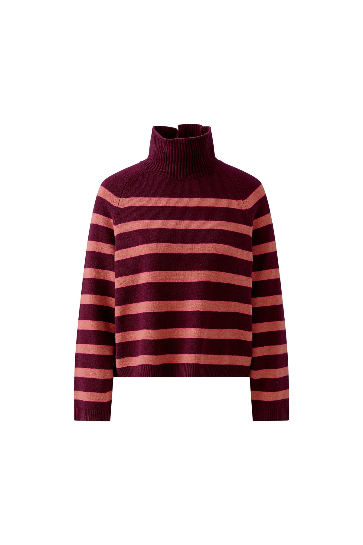 Oui 99825 Turtleneck Ribbed Dark Red Jumper