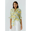 Oui 97535 Green And Yellow Lemon Long Sleeves Collar Shirt/Blouse