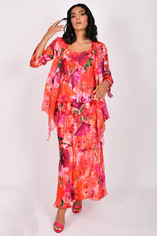 Allison 2967 Red Silk Chiffon 3PC Occasion Wear Outfit