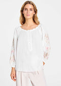 Gustav 60658 White Annebell Blouse With Long Embroidered Sleeves