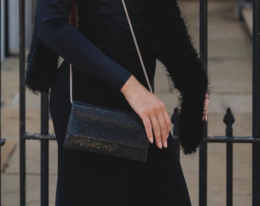 Park Lane Diamante Evening Bag With Silver Chain Strap
