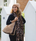 Park Lane Tan Faux Leather And Teddy Fur Tote Handbag