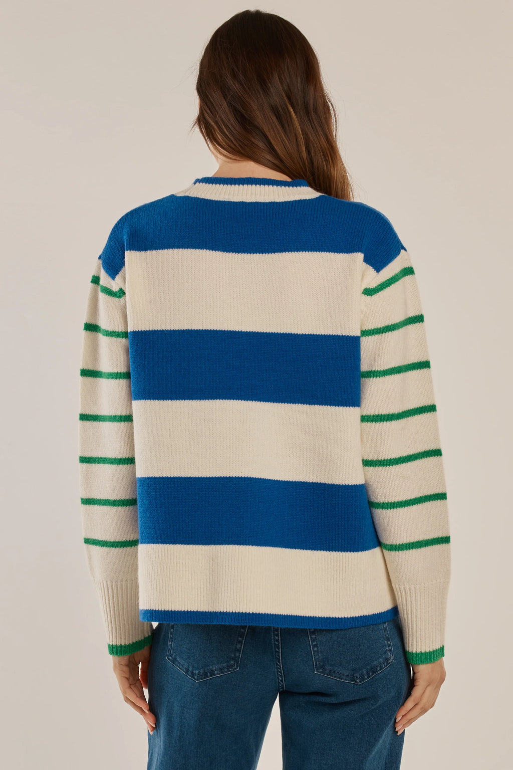 Betty Basic BB4093 Camryn Blue And Green Stripe Jumper