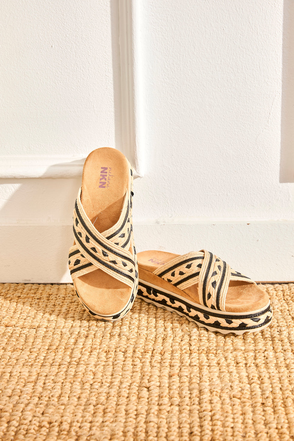 Nekane BF.RHODNITA 000105 Tan Raffia Platform Sandal