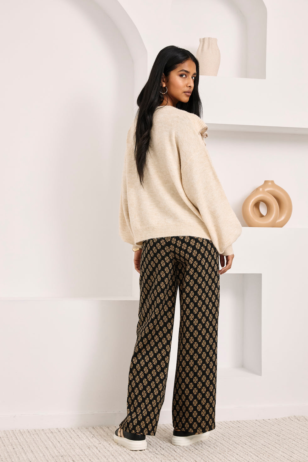Nekane BN.ARI Ecrue Mix Wool Jumper With Asymmetrical Ruffles