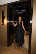 Brave & True  BT25338 Soprano Black Sleeveless  Dress With Tiers Of Ruffled Material