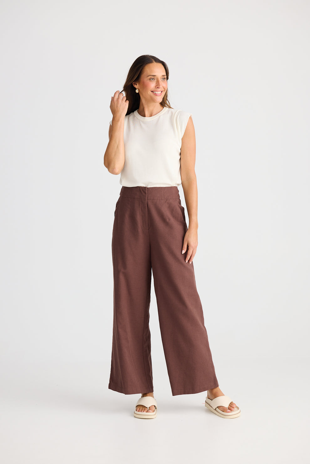 Brave & True BT25413 Chocolate Dover Wide Leg Trouser
