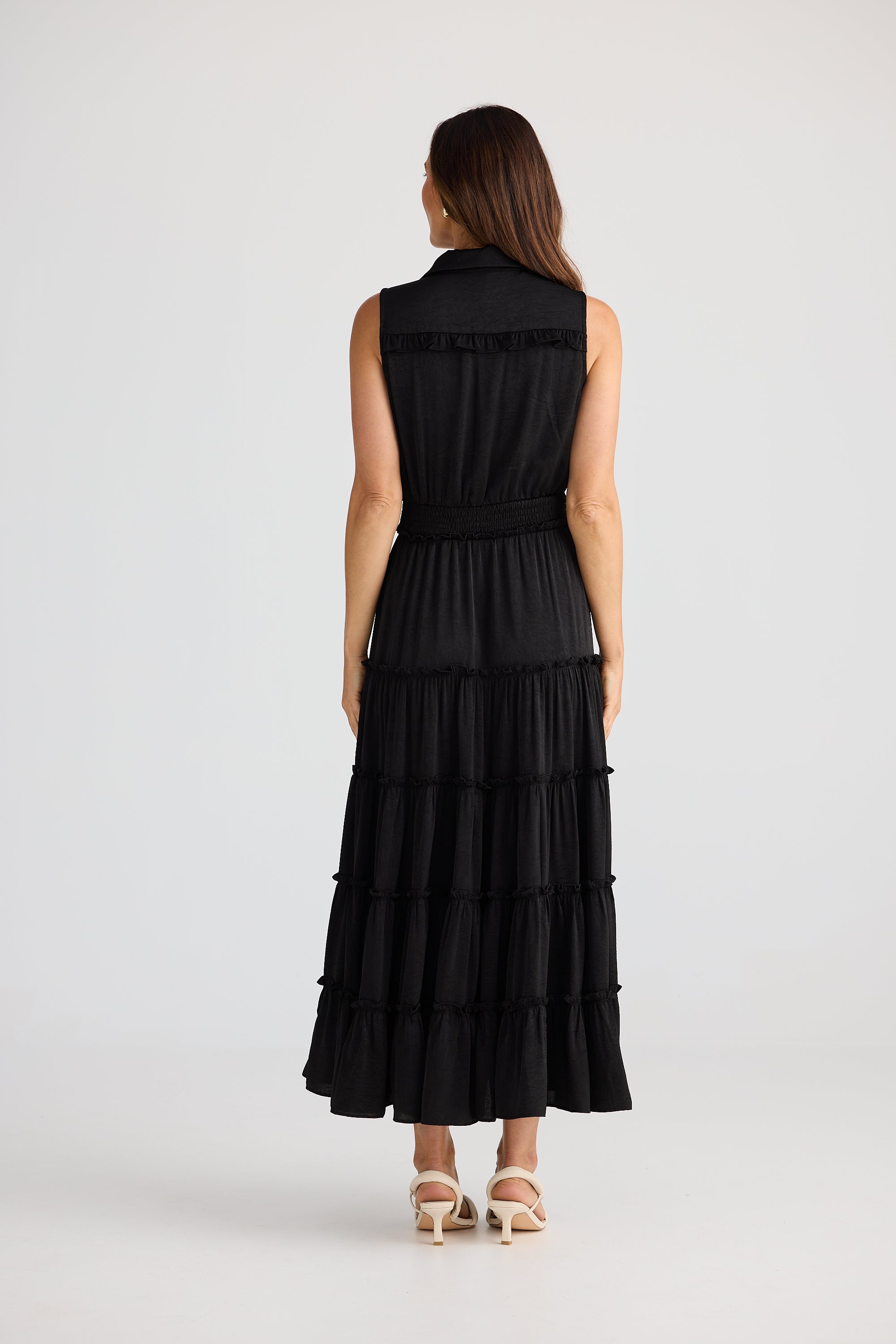 Brave & True  BT25472 Lido Sleeveless Black Tired Dress