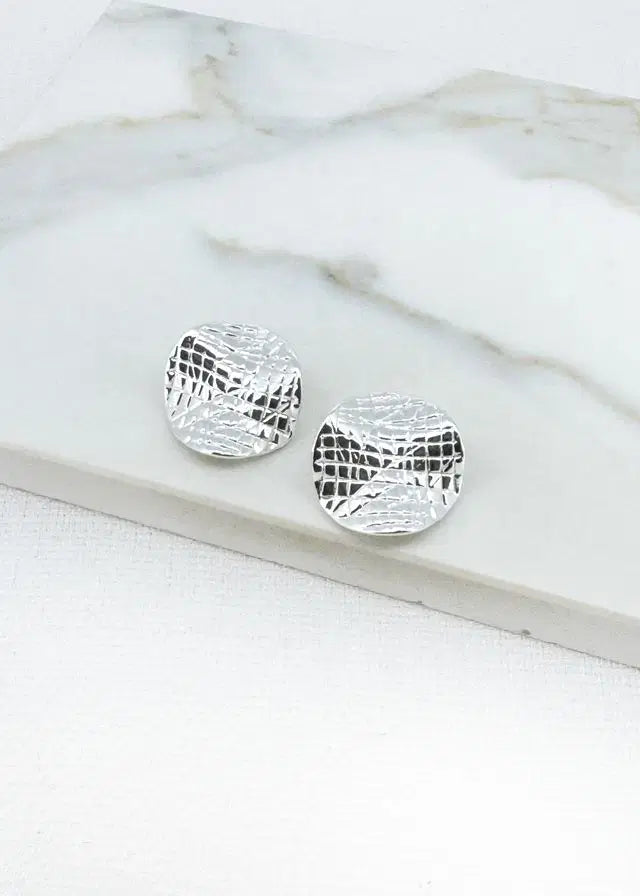 Envy 4931 Hammered Disc Stud Earrings