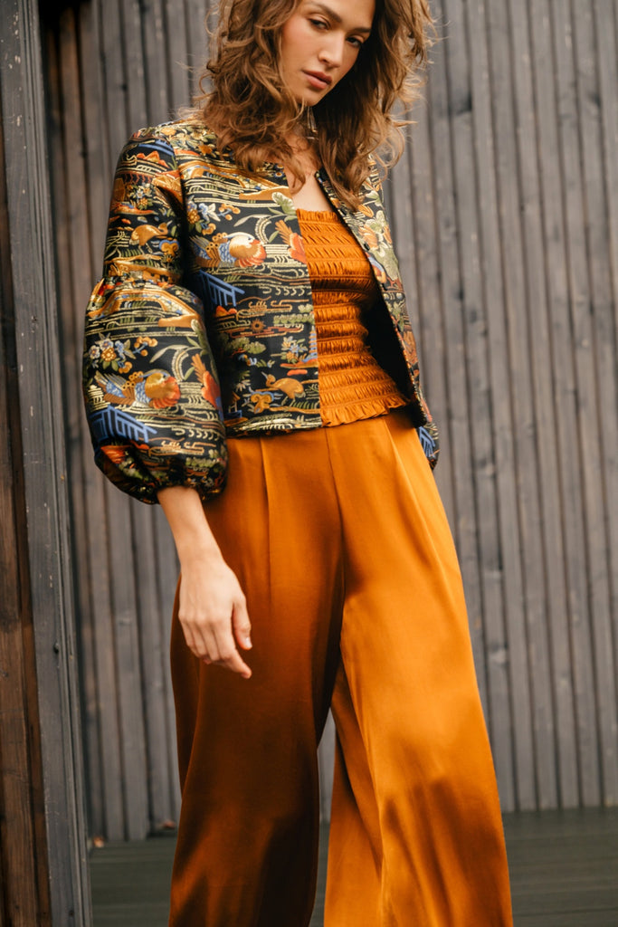 Traffic People 13205034 Claude Taffeta Brocade Cropped Occasion Jacket