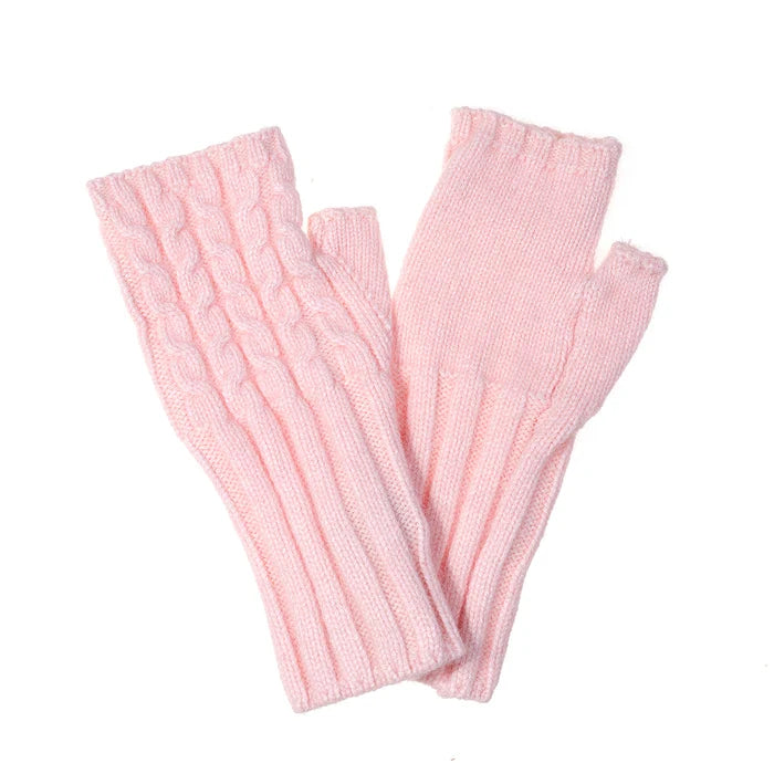 Park lane Soft Pink Fingerless Cable Knit Gloves G103
