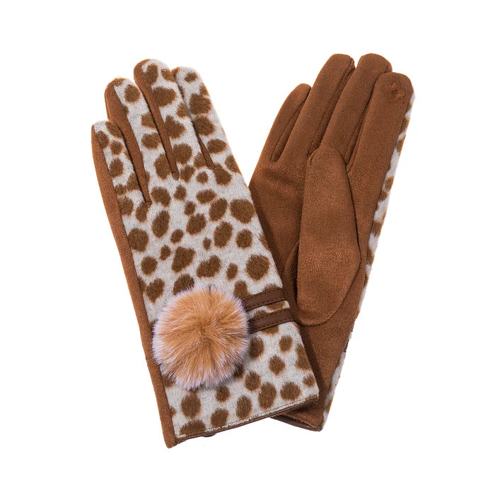 Park Lane Animal Faux Hide Pom Pom Gloves GL16