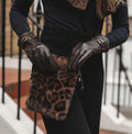 Park Lane Pleather Chocolate Brown Quilted Gloves