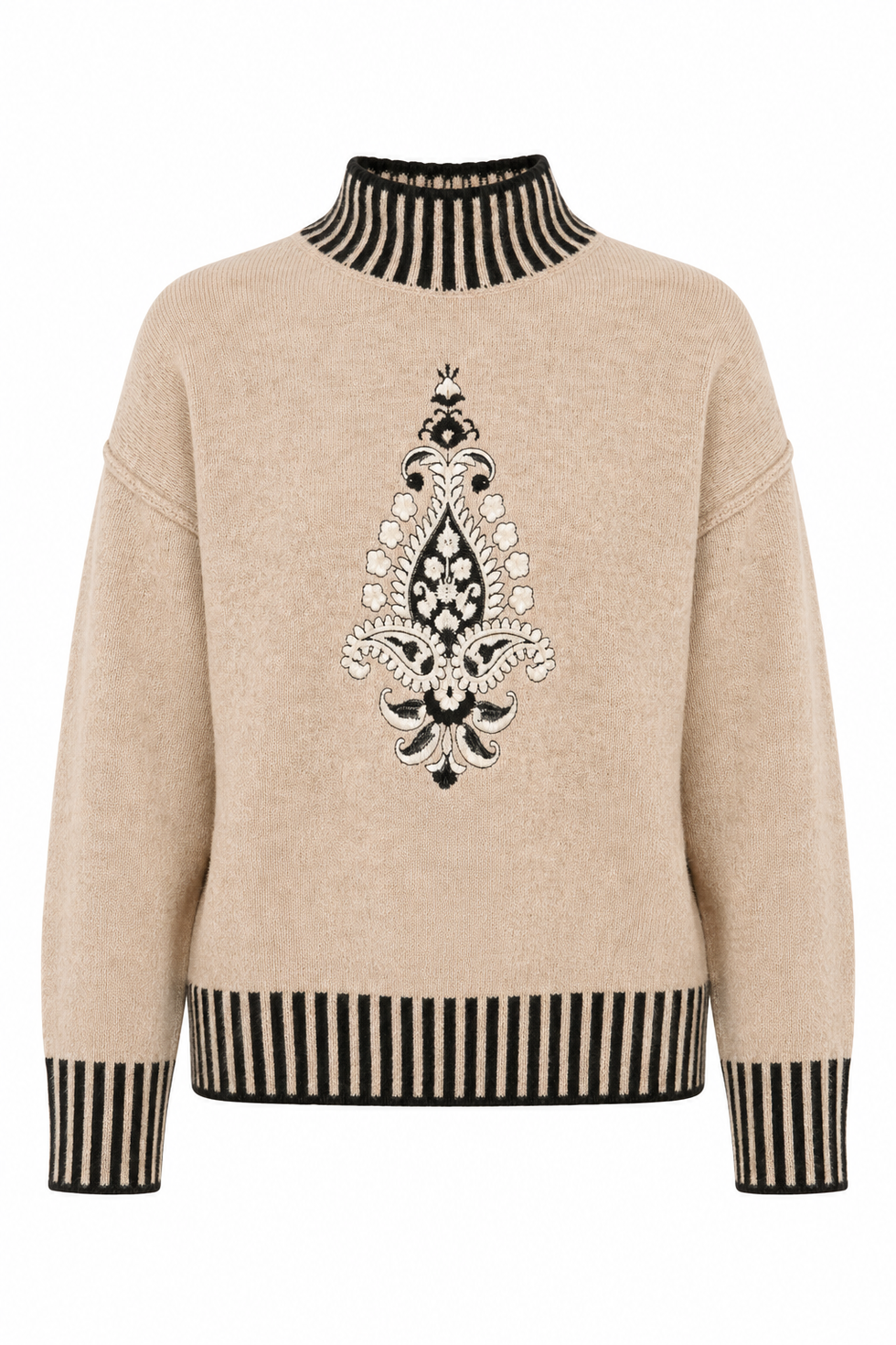 Nekane GR.AVIER Beige Wool Jumper With Embroidered Motif