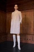 Gustav 60512 7636 Beige Straight Cat Knee Length 3/4 Sleeves Embroidered Detail Dress