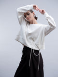 Haako H2006 White Boxy Zip Sweatshirt Jumper