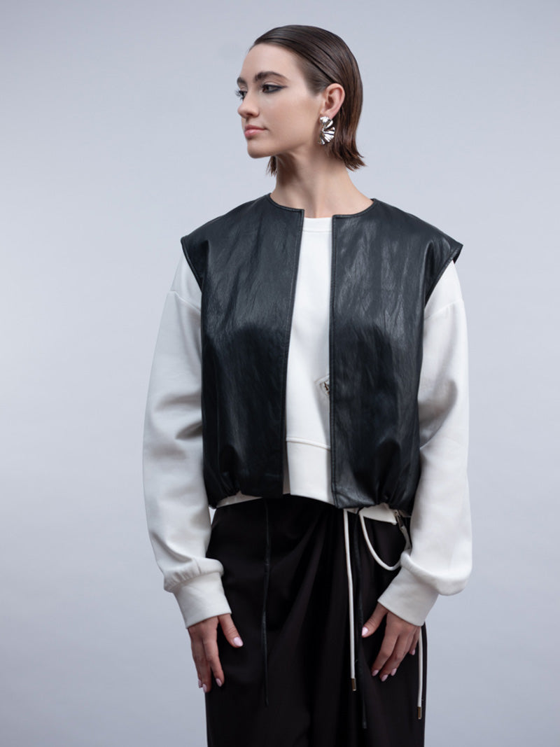 Haako H2010 Faux Leather Modern Waistcoat