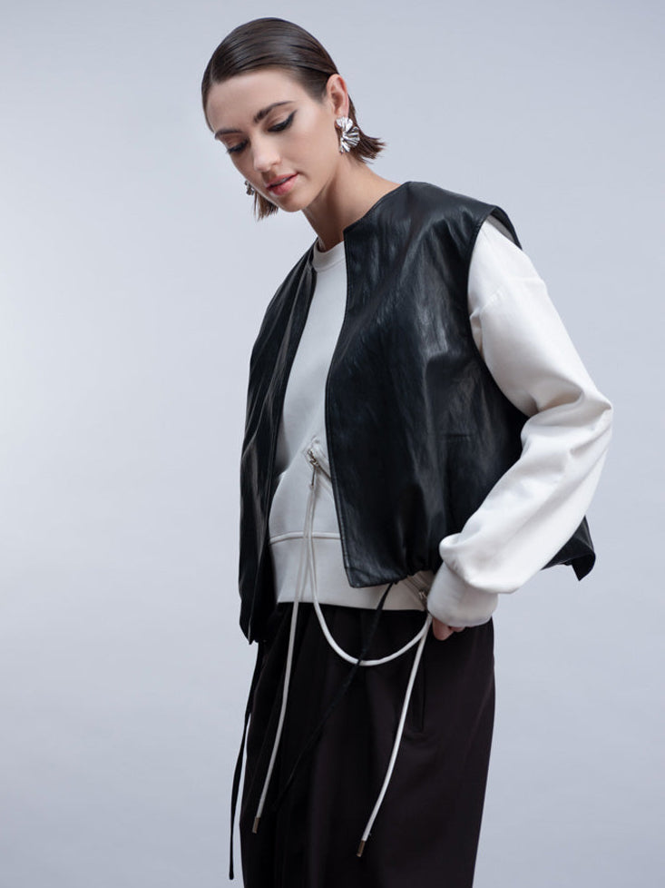Haako H2010 Faux Leather Modern Waistcoat