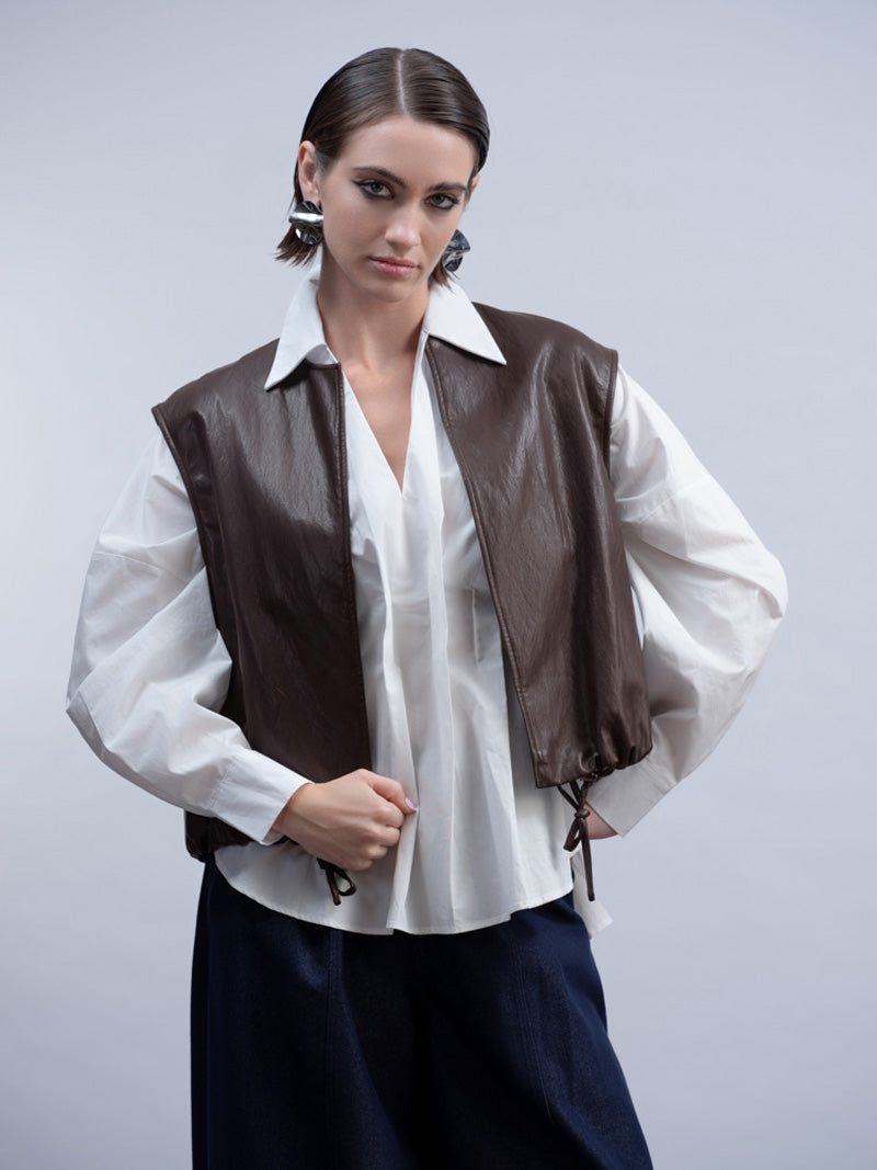 Haako H2010 Faux Leather Modern Waistcoat