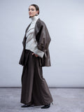 Haako H2026 Faux Leather Oversized Mac Coat
