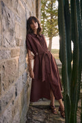 Joseph Ribkoff 262907 Mahogany Long Dress With Short Sleeves