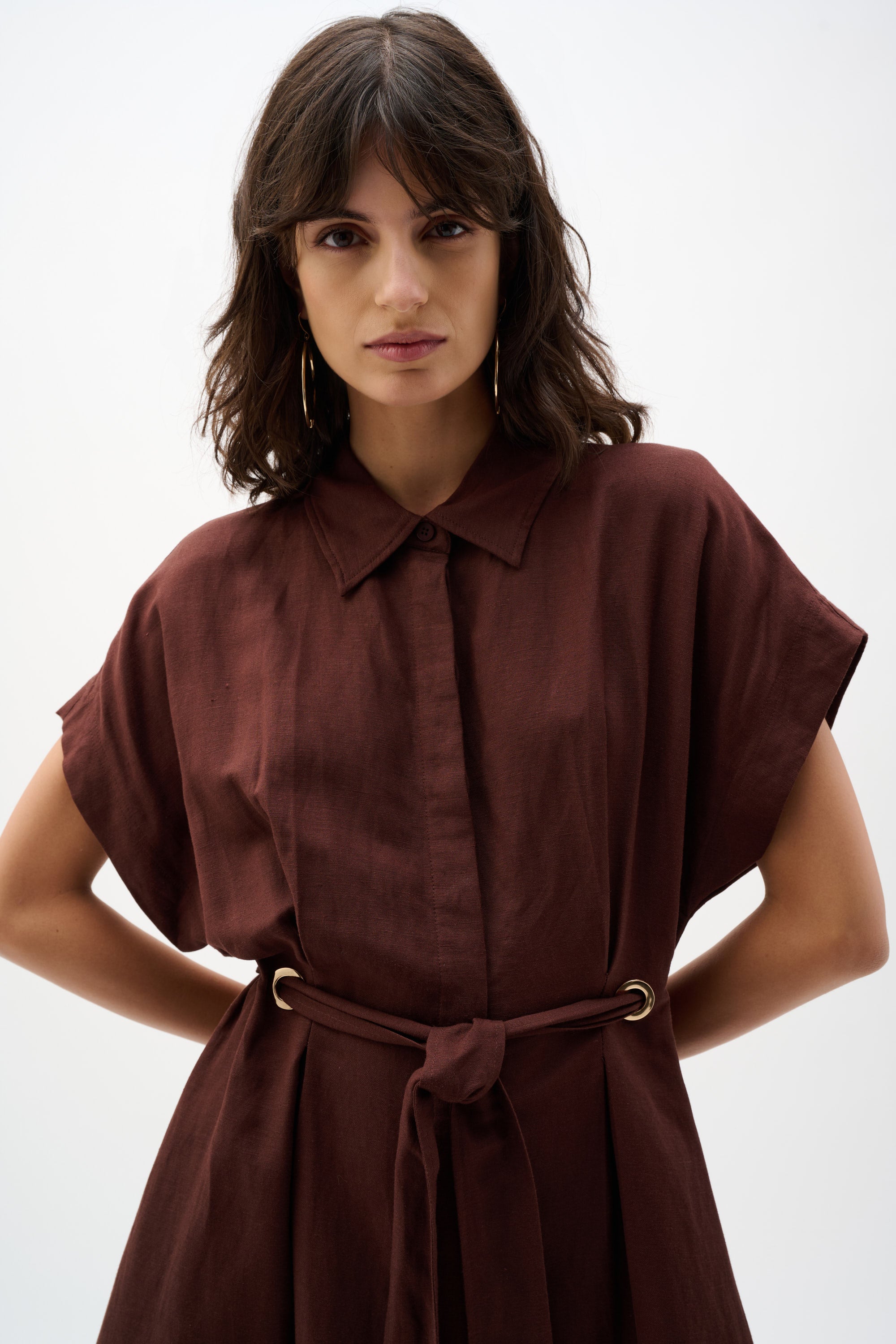 Joseph Ribkoff 262907 Mahogany Long Dress With Short Sleeves