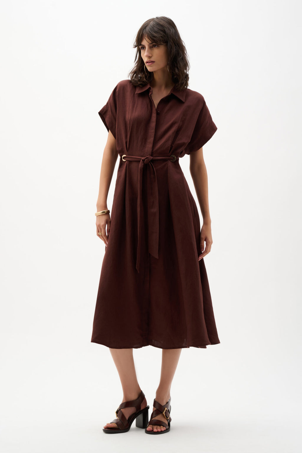 Joseph Ribkoff 262907 Mahogany Long Dress With Short Sleeves