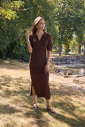 Joseph Ribkoff 262931 Mahogany Knitted Dress