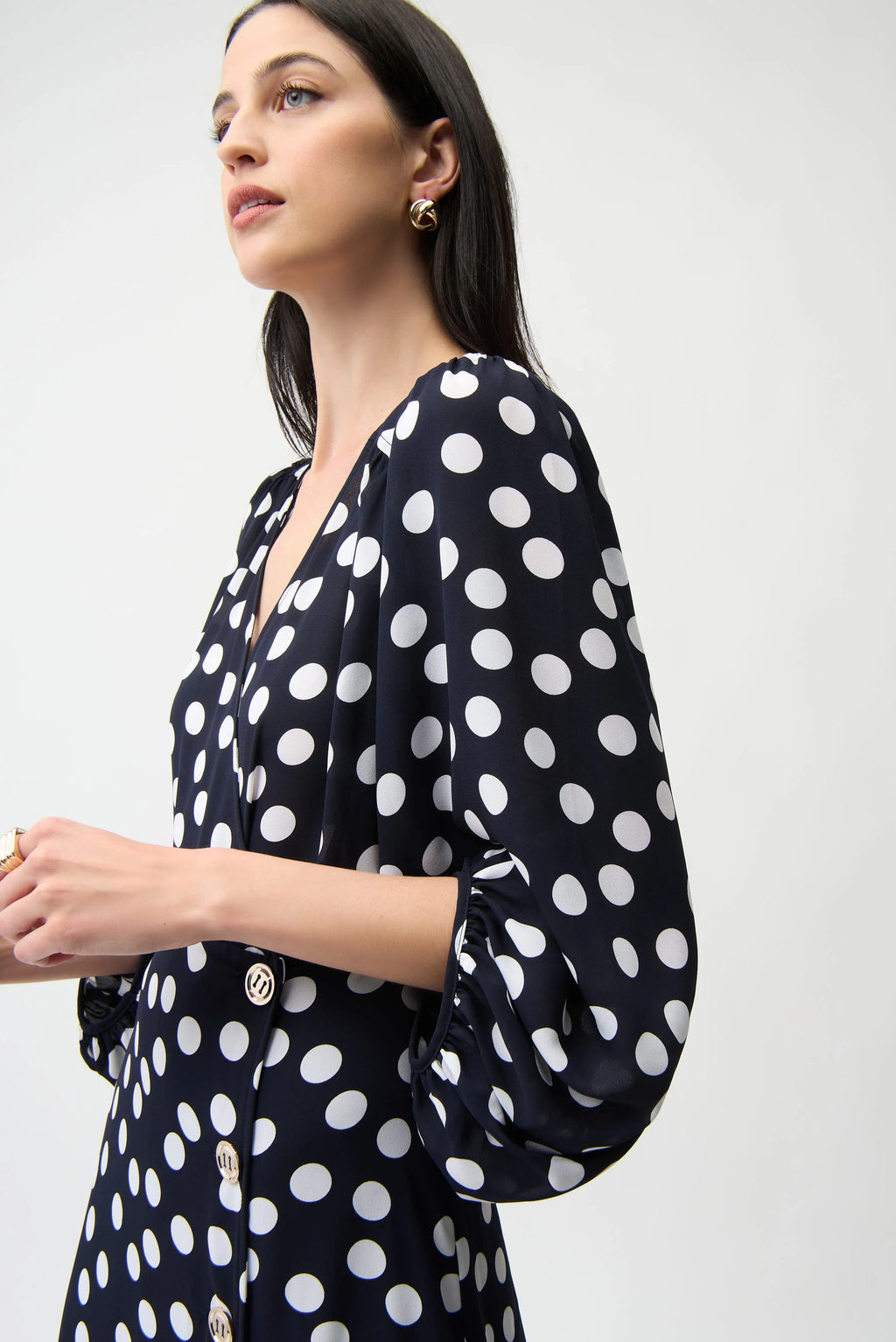 Joseph Ribkoff 261901 Polka Dot Navy Occasion Wear Dress