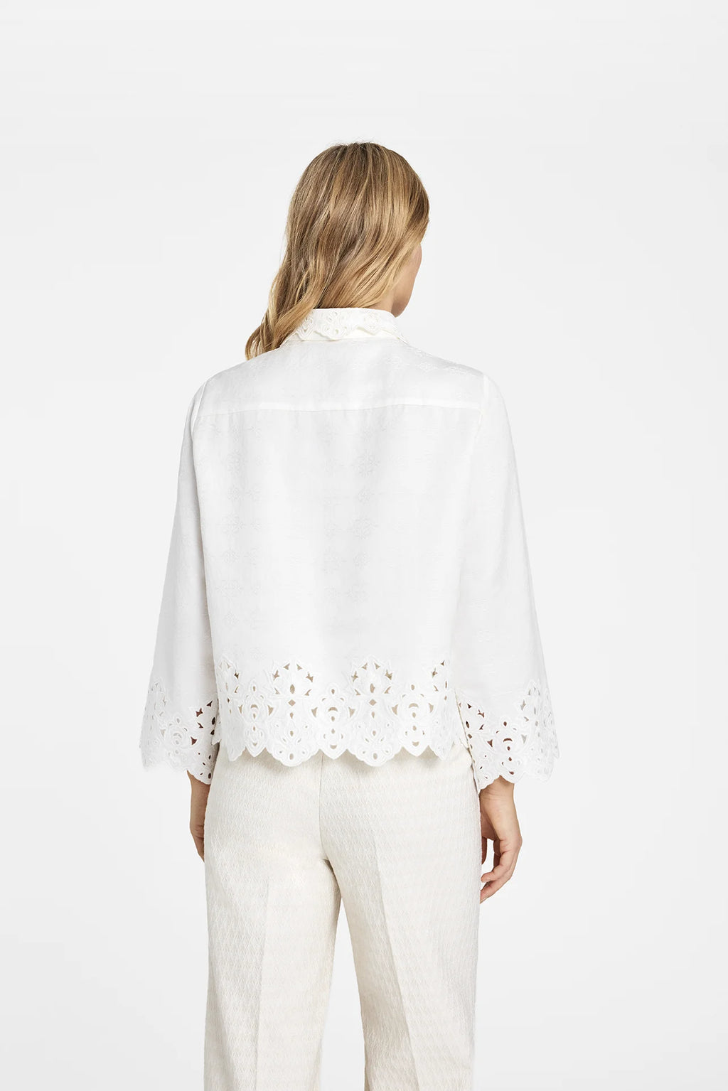 Gustav Broiderie Anglaid Cream Shirt 60644